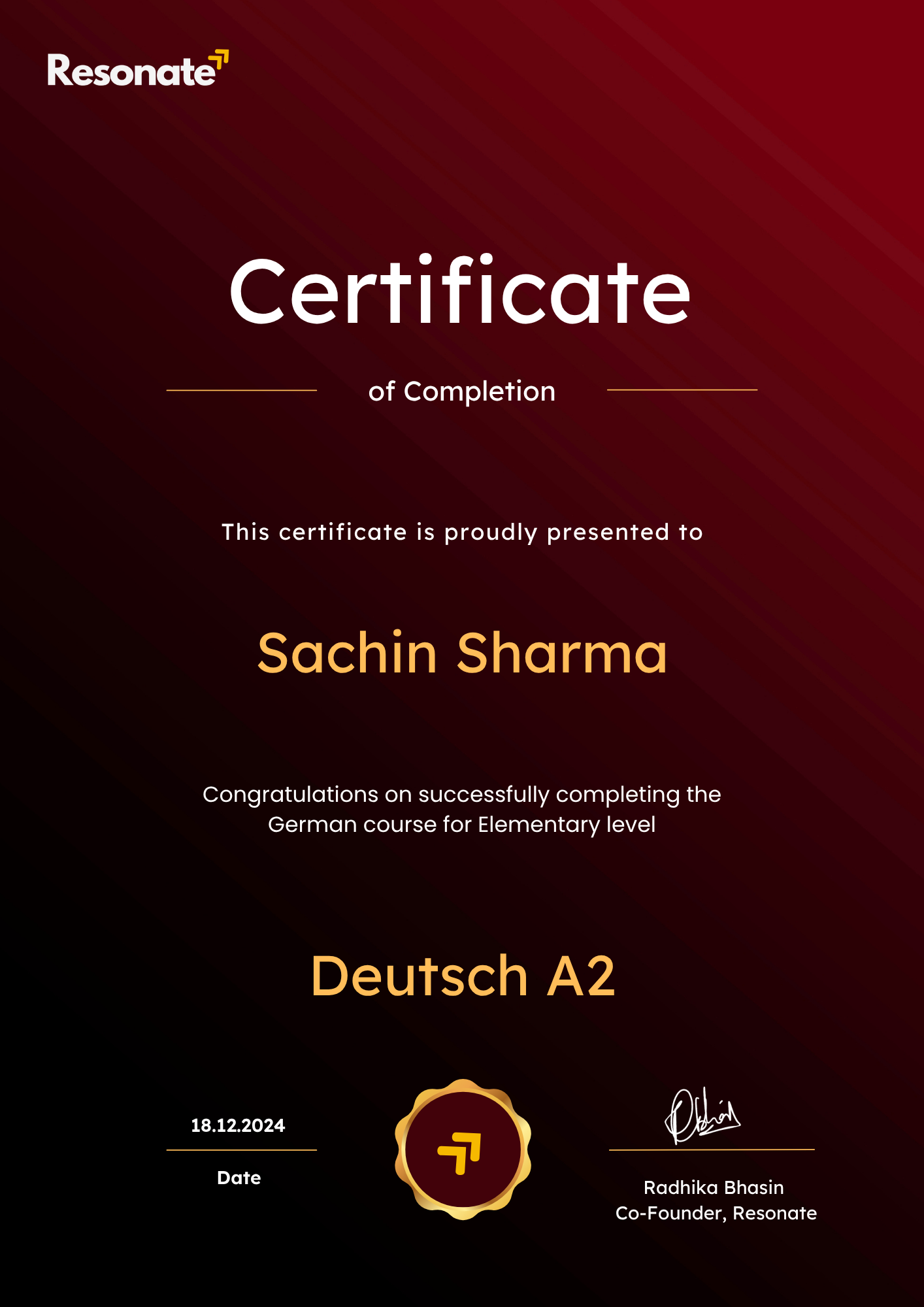 certificate